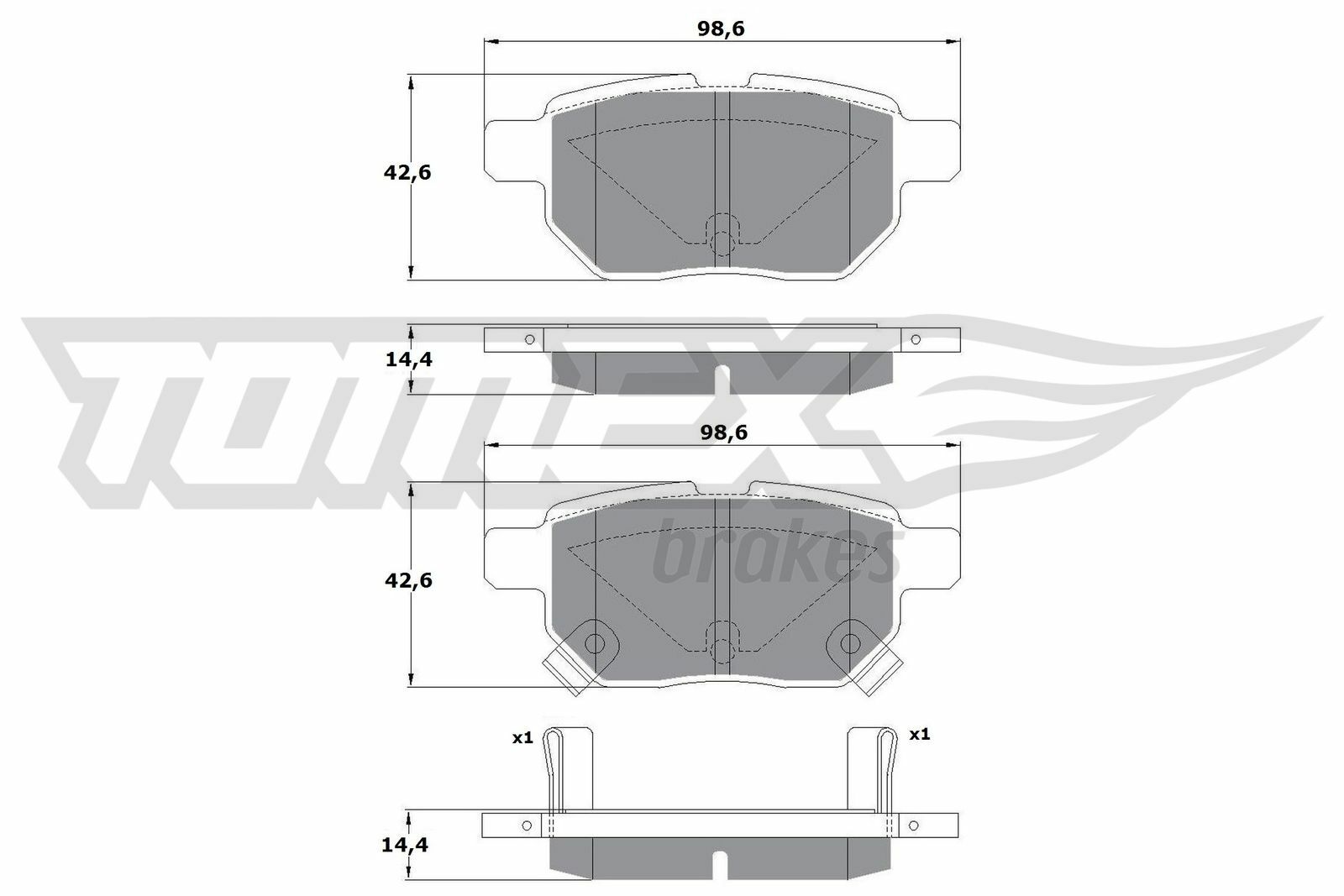 Sada brzdových destiček, kotoučová brzda TOMEX Brakes